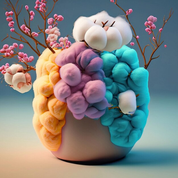 fleurs en coton dans un vase