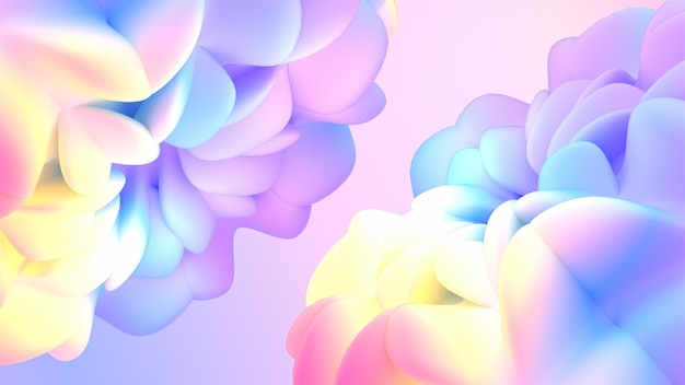 Fleurs de couleur dégradé arc-en-ciel abstrait rendu 3D