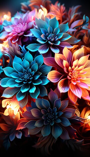 des fleurs de couleurs vives sont disposées en bouquet sur une table générative ai