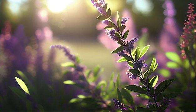 Photo fleurs dans le champ en fin de journée