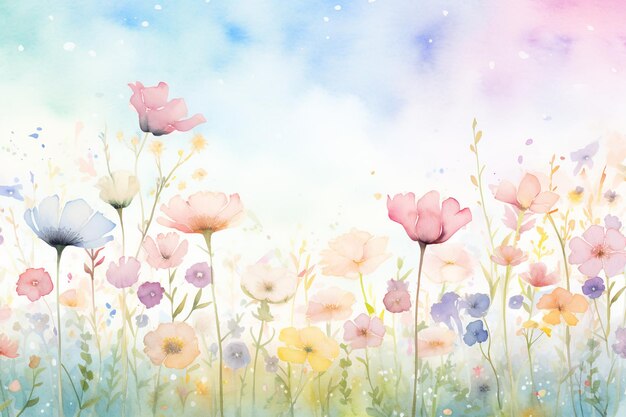 fleurs dans le ciel aquarelle