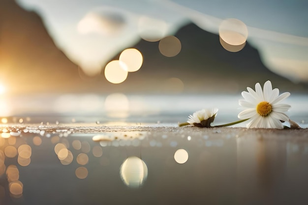 Photo fleurs dans l'eau avec un arrière-plan flou