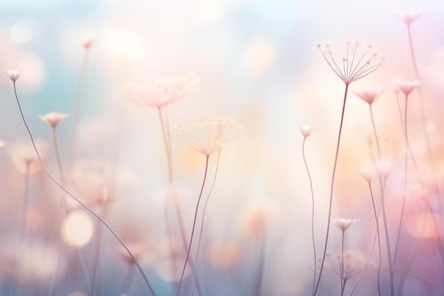 fleurs dans l'herbe avec le fond d'un ciel bleu.