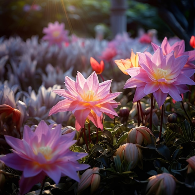 Des fleurs dans le jardin.