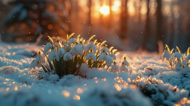 Des fleurs dans la neige