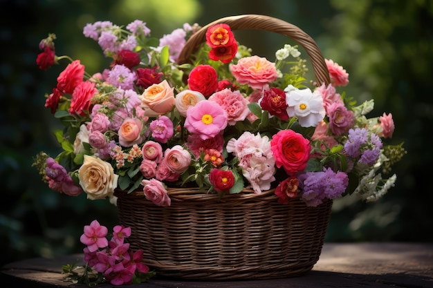 Des fleurs dans un panier avec une bonne journée