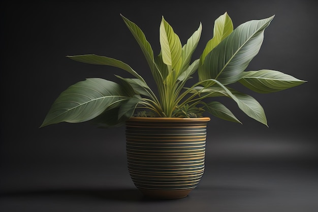 Des fleurs dans un pot sur un fond de couleur solide