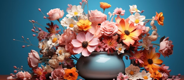 Photo des fleurs dans un vase sur la table.