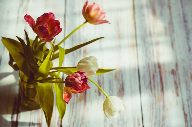 Fleurs dans un vase en verre