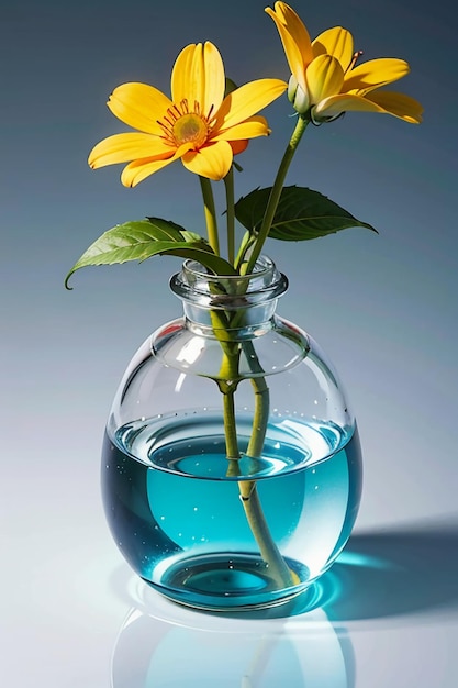 Fleurs décoration de bouteille en verre gros plan belle illustration de fond de papier peint créatif