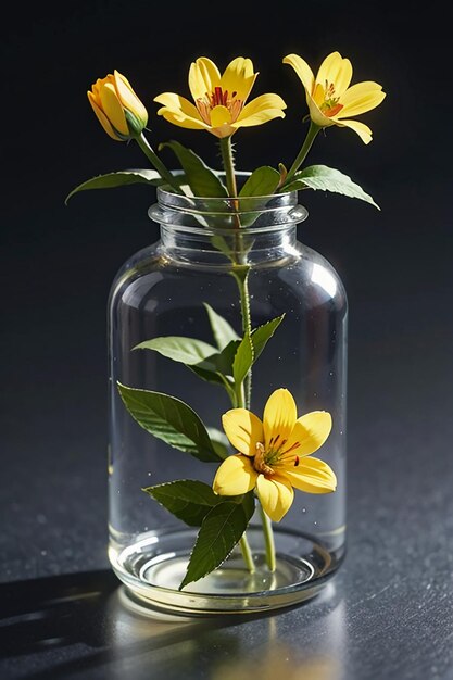 Fleurs décoration de bouteille en verre gros plan belle illustration de fond de papier peint créatif