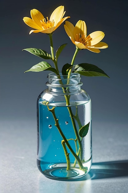 Fleurs décoration de bouteille en verre gros plan belle illustration de fond de papier peint créatif