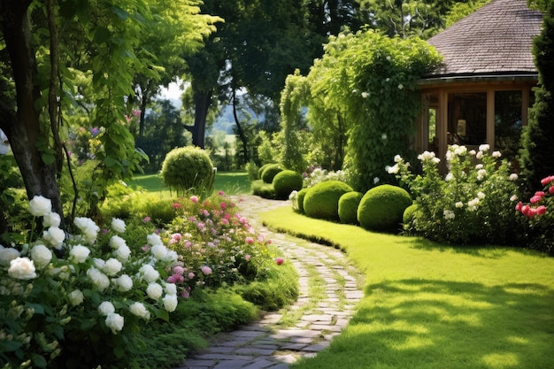 Fleurs épanouies dans un jardin belle villa dans le jardin