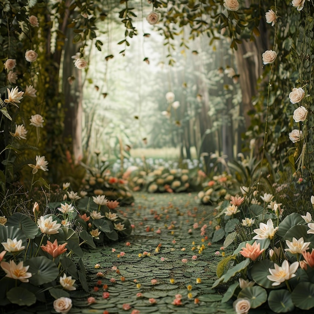 Photo les fleurs de fantaisie fleurissent dans la forêt enchantée