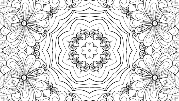 Fleurs et feuilles à colorier motif noir et blanc