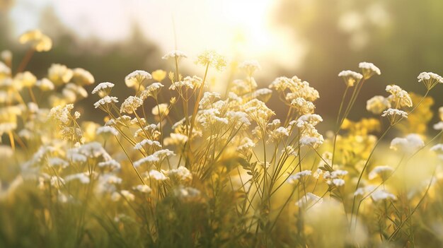 Photo des fleurs fleurissent dans les prairies au soleil