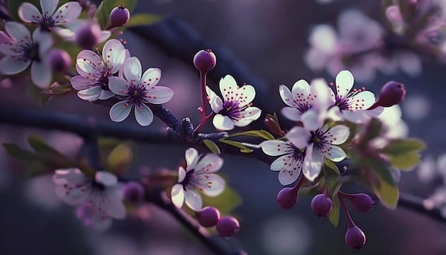 Fleurs de fleurs de cerisier qui fleurissent au printempsIA générative