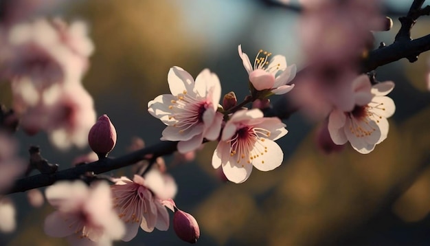 Fleurs de fleurs de cerisier qui fleurissent au printempsIA générative