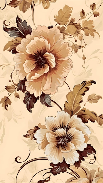 Fleurs sur fond beige.