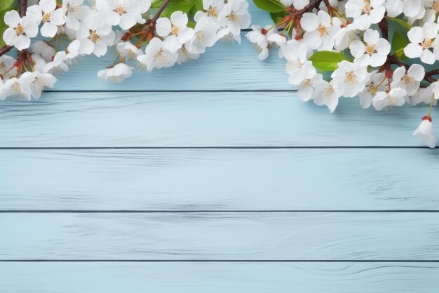 fleurs sur fond bleu