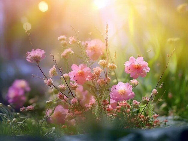 Fleurs sur fond bokeh