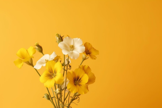 fleurs sur fond jaune minimaliste