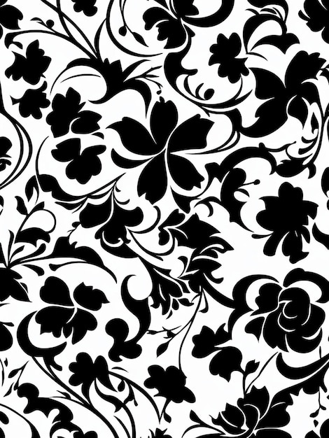 Des fleurs de fond à motif floral noir et blanc