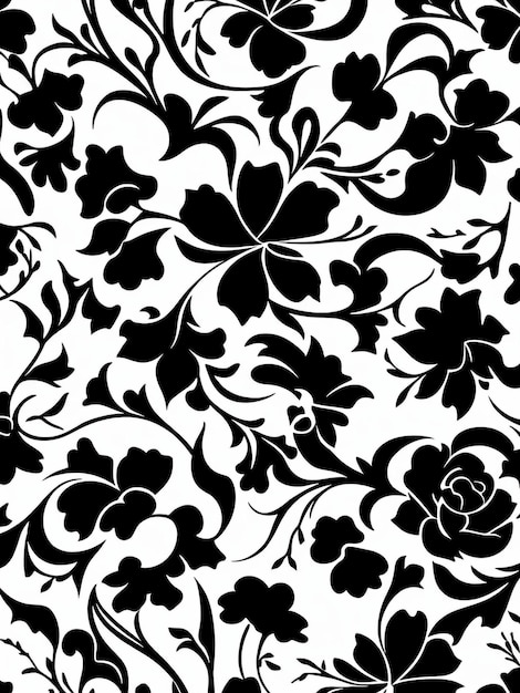 Des fleurs de fond à motif floral noir et blanc