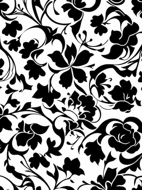 Des fleurs de fond à motif floral noir et blanc