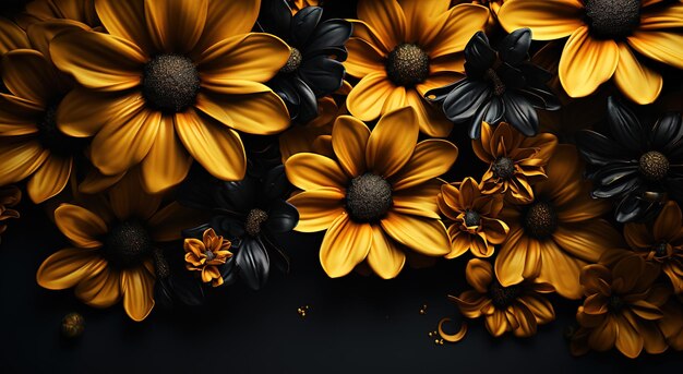 Des fleurs sur un fond noir des fleurs lumineuses sur un fond sombre