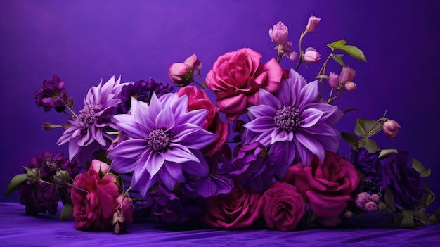 Des fleurs sur fond de velours violet