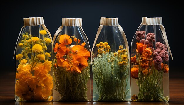 Photo fleurs fraîches dans un vase un beau bouquet organique pour la décoration généré par l'intelligence artificielle