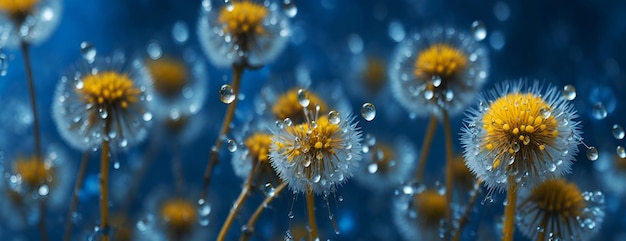 des fleurs et des gouttes d'eau