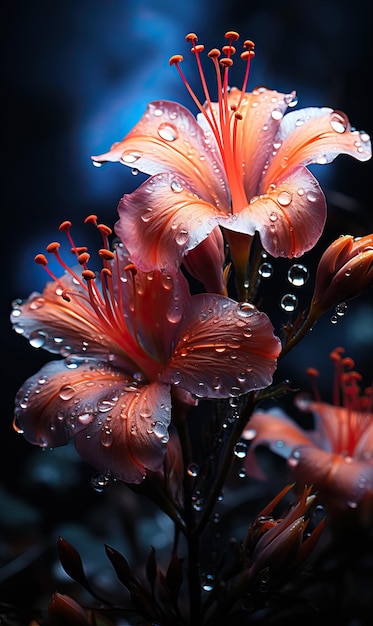 Des fleurs d'hibiscus sur un fond sombre en gros plan Focus doux sélectif