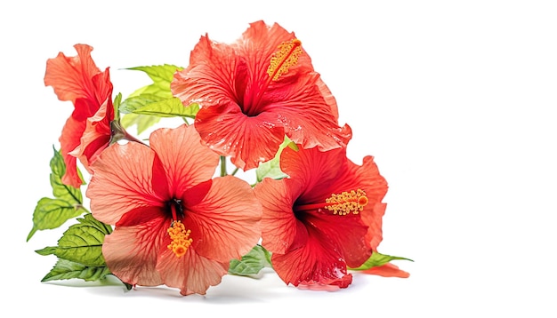 Fleurs d'Hibiscus génératives AI sur le blanc