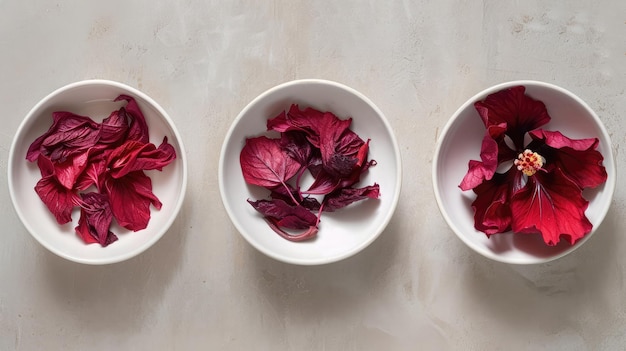 Photo fleurs d'hibiscus séchées dans une tasse