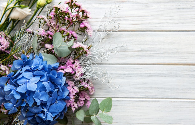 Fleurs d'hortensia bleu