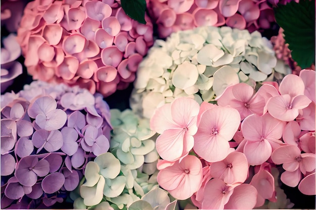 Photo fleurs d'hortensia motif fond vintage