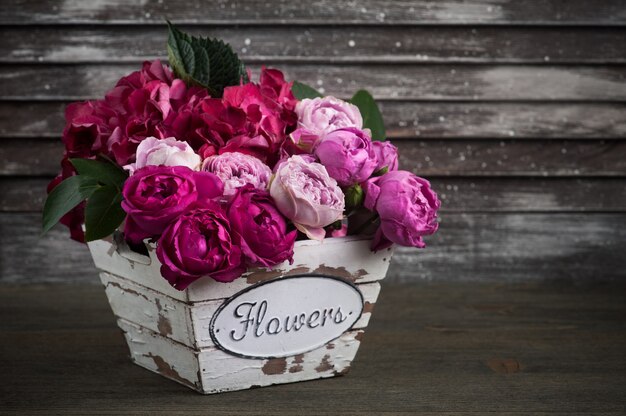 Fleurs d'hortensia rouges et roses roses