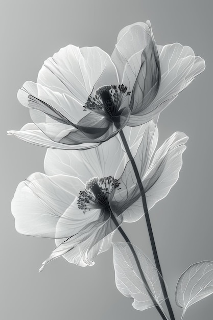 fleurs de jardin sur un fond gris