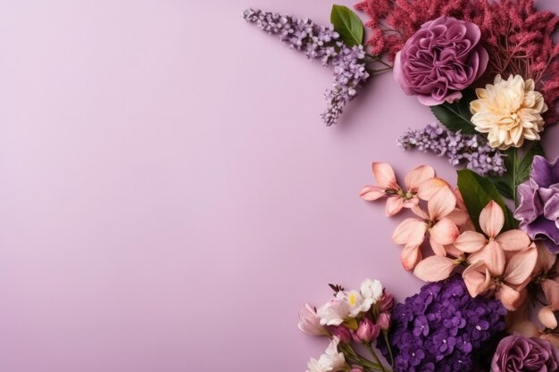 Des fleurs de jardin sur un fond de table en bois