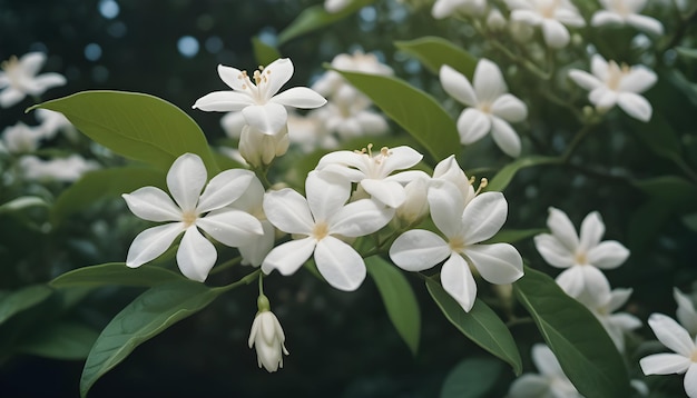 Des fleurs de jasmin blanc dans un jardin floral