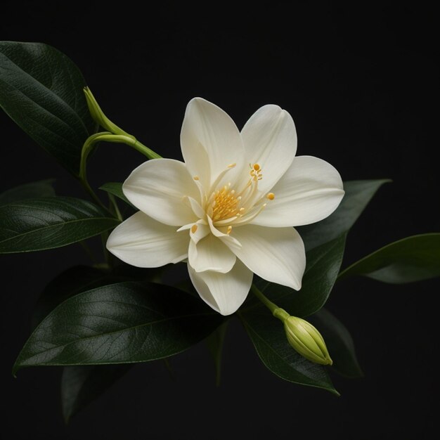 Photo les fleurs de jasmin blanc se démarquent sur la surface noire