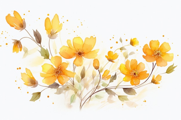 Des fleurs jaune soleil sur une aquarelle vibrante