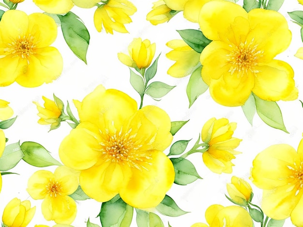 Fleurs jaunes Aquarelle Seamless Patterns haute résolution