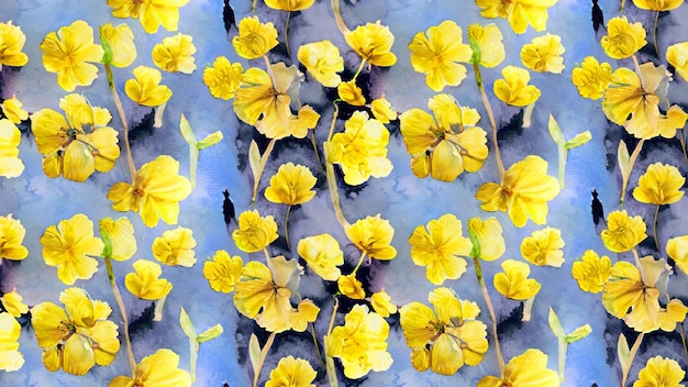 Fleurs jaunes captivantes Motifs sans couture à l'aquarelle Motifs floraux polyvalents et époustouflants pour