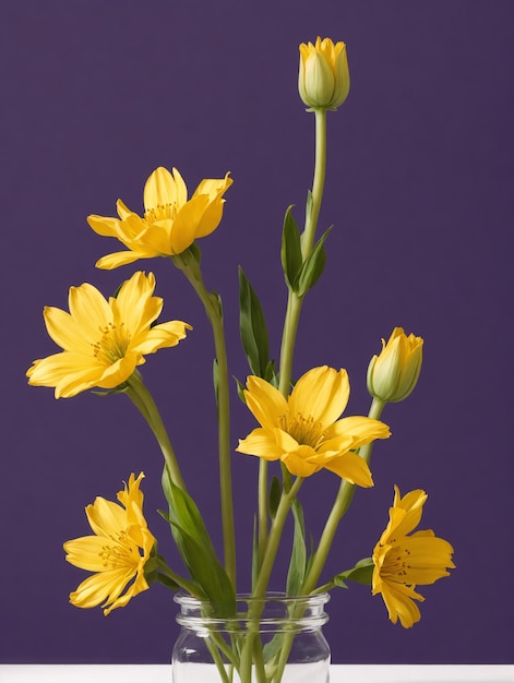 Des fleurs jaunes dans un vase