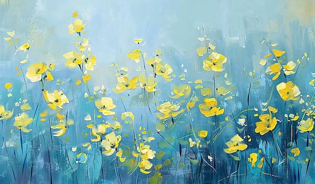 Des fleurs jaunes sur fond bleu