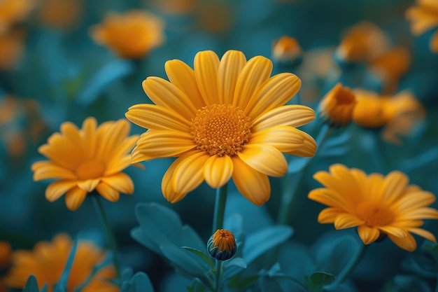 Des fleurs jaunes sur un fond naturel jaune-vert