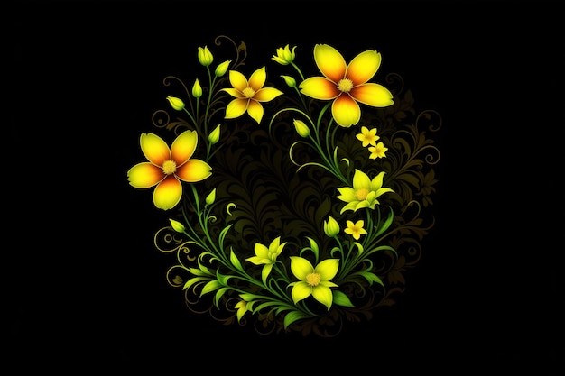 Fleurs jaunes sur fond noir